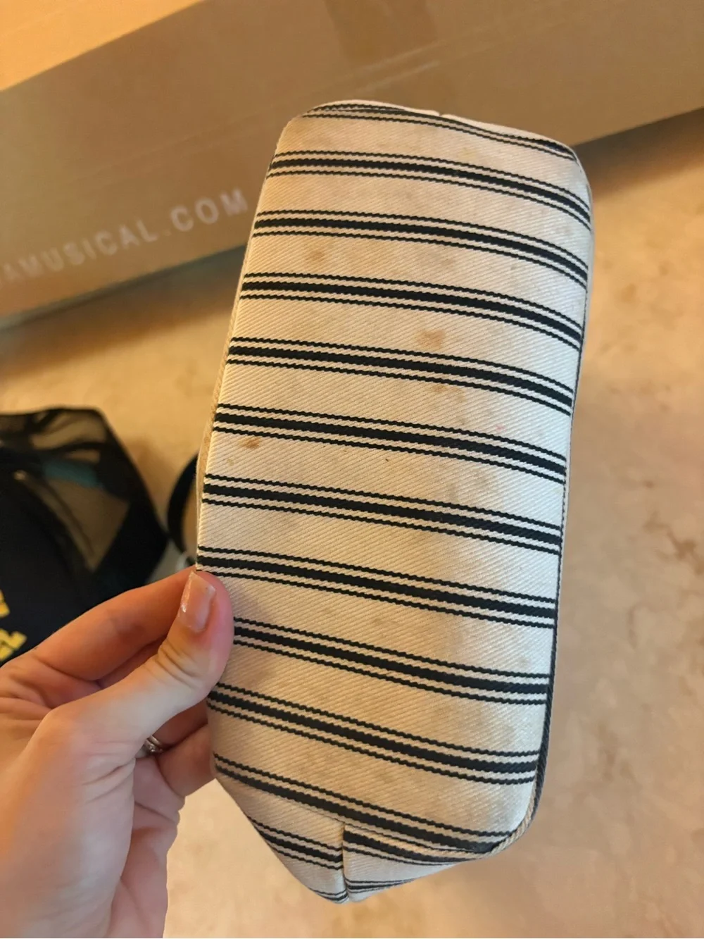 Vintage Kate Spade Women’s Striped Canvas Tote Bag in Cream and Black
